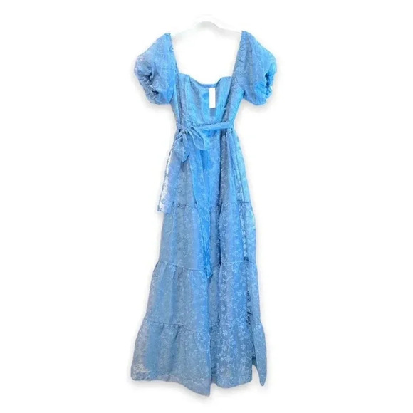 NWT Anthropologie BHLDN Beatrice Organza Maxi Dress Floral Blue Size 10 - Picture 8 of 14